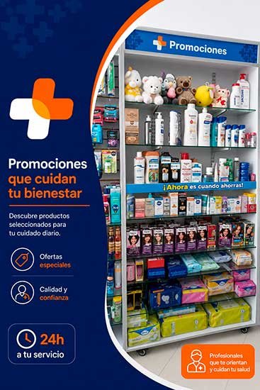 Estantería de promociones - Droguería Cordobesa